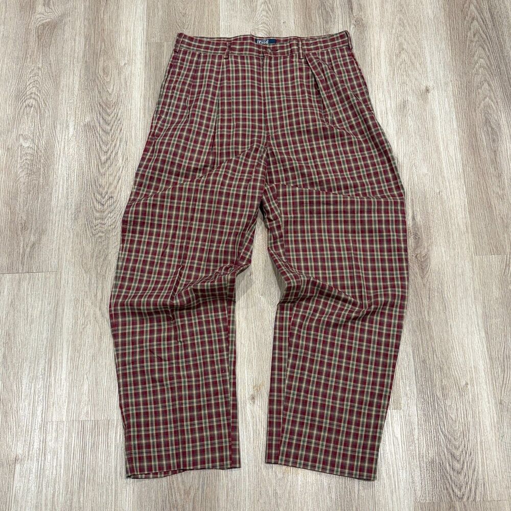 RARE Vtg 80s 90s Polo by Ralph Lauren Plaid Classic Golf Pants Men's Sz 33x30